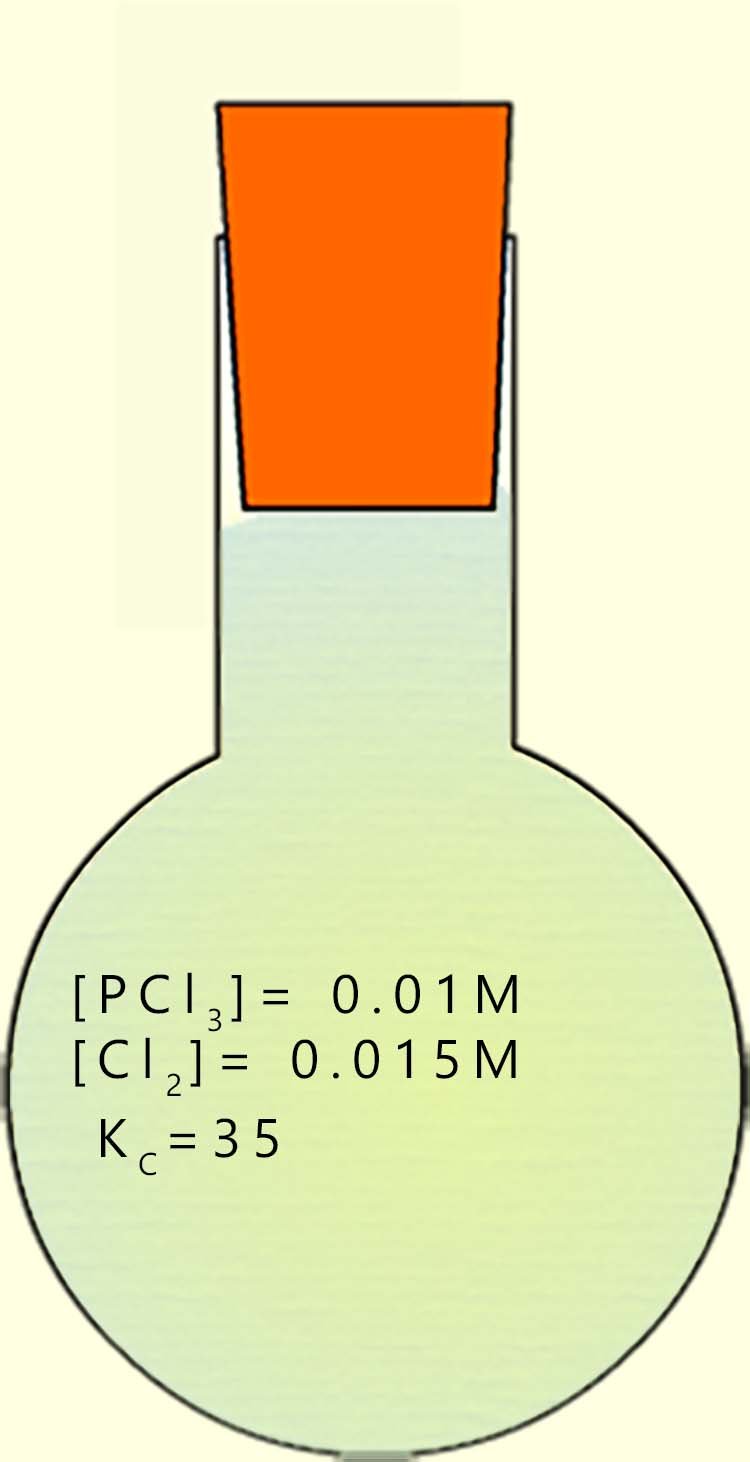 Conical flask containing an equilibrium mixture of gases.